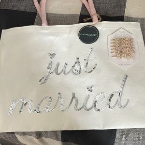 Just married tote. New with tags. Bride and bridesmaid hair pins.